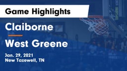 Claiborne  vs West Greene  Game Highlights - Jan. 29, 2021