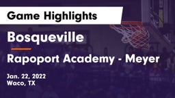Bosqueville  vs Rapoport Academy - Meyer  Game Highlights - Jan. 22, 2022