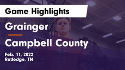Grainger  vs Campbell County  Game Highlights - Feb. 11, 2022