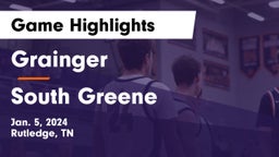 Grainger  vs South Greene  Game Highlights - Jan. 5, 2024