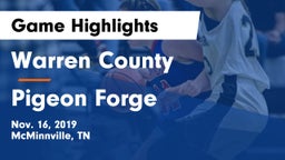 Warren County  vs Pigeon Forge  Game Highlights - Nov. 16, 2019