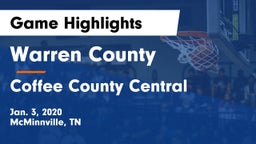 Warren County  vs Coffee County Central  Game Highlights - Jan. 3, 2020