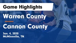 Warren County  vs Cannon County  Game Highlights - Jan. 4, 2020