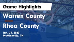Warren County  vs Rhea County  Game Highlights - Jan. 21, 2020