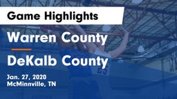 Warren County  vs DeKalb County  Game Highlights - Jan. 27, 2020