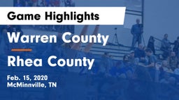 Warren County  vs Rhea County  Game Highlights - Feb. 15, 2020