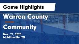 Warren County  vs Community  Game Highlights - Nov. 21, 2020