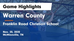 Warren County  vs Franklin Road Christian School Game Highlights - Nov. 20, 2020