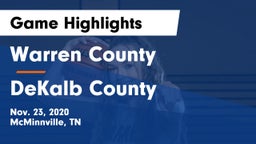 Warren County  vs DeKalb County  Game Highlights - Nov. 23, 2020