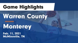 Warren County  vs Monterey  Game Highlights - Feb. 11, 2021