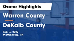 Warren County  vs DeKalb County  Game Highlights - Feb. 3, 2022