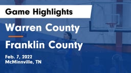 Warren County  vs Franklin County  Game Highlights - Feb. 7, 2022