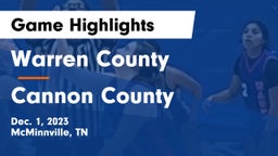 Warren County  vs Cannon County  Game Highlights - Dec. 1, 2023