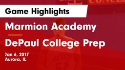 Marmion Academy  vs DePaul College Prep  Game Highlights - Jan 6, 2017