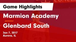 Marmion Academy  vs Glenbard South  Game Highlights - Jan 7, 2017