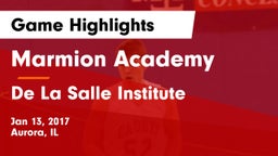 Marmion Academy  vs De La Salle Institute Game Highlights - Jan 13, 2017