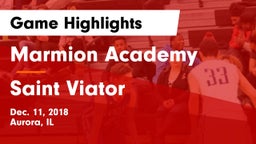 Marmion Academy  vs Saint Viator  Game Highlights - Dec. 11, 2018