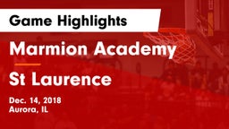Marmion Academy  vs St Laurence  Game Highlights - Dec. 14, 2018
