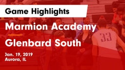 Marmion Academy  vs Glenbard South  Game Highlights - Jan. 19, 2019