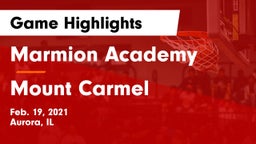 Marmion Academy  vs Mount Carmel  Game Highlights - Feb. 19, 2021
