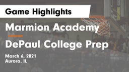 Marmion Academy  vs DePaul College Prep  Game Highlights - March 6, 2021