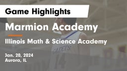 Marmion Academy  vs Illinois Math & Science Academy Game Highlights - Jan. 20, 2024