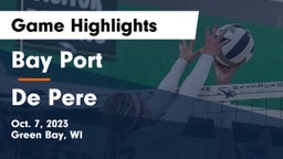 Bay Port  vs De Pere  Game Highlights - Oct. 7, 2023