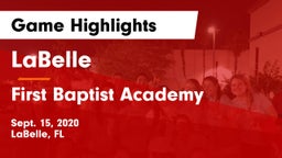 LaBelle  vs First Baptist Academy  Game Highlights - Sept. 15, 2020