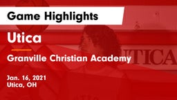 Utica  vs Granville Christian Academy Game Highlights - Jan. 16, 2021