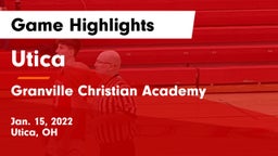 Utica  vs Granville Christian Academy Game Highlights - Jan. 15, 2022