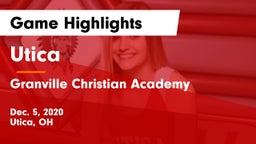 Utica  vs Granville Christian Academy Game Highlights - Dec. 5, 2020