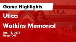 Utica  vs Watkins Memorial  Game Highlights - Jan. 18, 2023