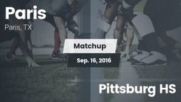 Matchup: Paris  vs. Pittsburg HS 2016