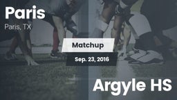Matchup: Paris  vs. Argyle HS 2016