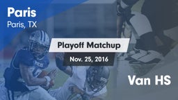 Matchup: Paris  vs. Van HS 2016