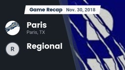 Recap: Paris  vs. Regional 2018