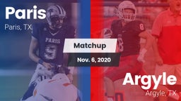 Matchup: Paris  vs. Argyle  2020