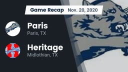 Recap: Paris  vs. Heritage  2020