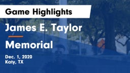 James E. Taylor  vs Memorial  Game Highlights - Dec. 1, 2020