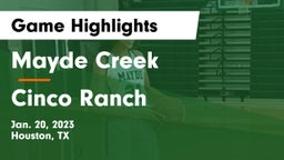 Mayde Creek  vs Cinco Ranch  Game Highlights - Jan. 20, 2023