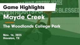 Mayde Creek  vs The Woodlands College Park  Game Highlights - Nov. 16, 2023