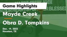 Mayde Creek  vs Obra D. Tompkins  Game Highlights - Dec. 19, 2023