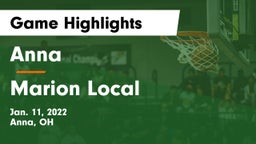 Anna  vs Marion Local  Game Highlights - Jan. 11, 2022