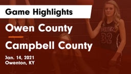 Owen County  vs Campbell County  Game Highlights - Jan. 14, 2021