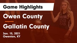 Owen County  vs Gallatin County  Game Highlights - Jan. 15, 2021