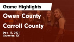 Owen County  vs Carroll County  Game Highlights - Dec. 17, 2021