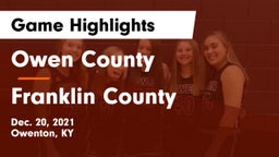 Owen County  vs Franklin County  Game Highlights - Dec. 20, 2021