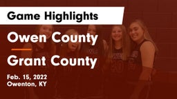 Owen County  vs Grant County  Game Highlights - Feb. 15, 2022