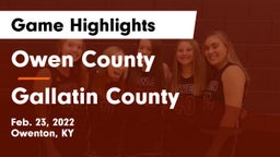 Owen County  vs Gallatin County  Game Highlights - Feb. 23, 2022