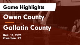 Owen County  vs Gallatin County  Game Highlights - Dec. 11, 2023